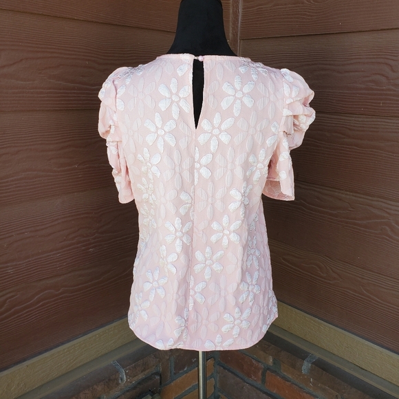 TCEC Light Pink Floral Textured Women's Bubble Sleeve Blouse Size Small NWOT - Picture 13 of 13